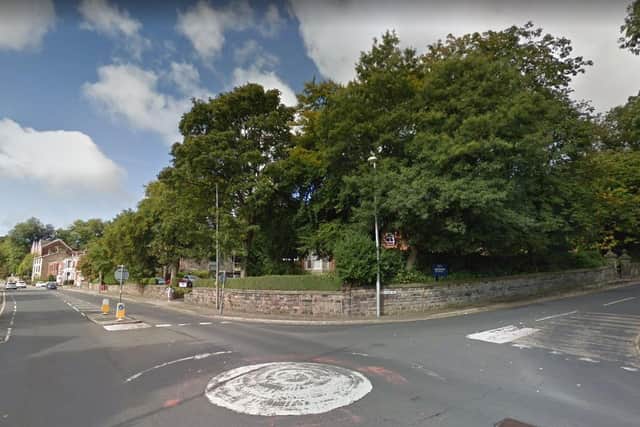 A security guard was approached by another man who slashed at him with a "sharp item" in Blackburn. (Credit: Google)