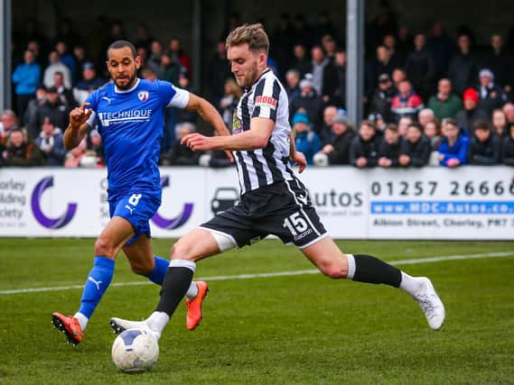Martin Smith on the ball for Chorley against Chesterfield

Photo: Stefan Willoughby