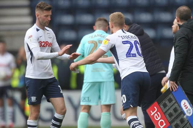 Jayden Stockley replaces Paul Gallagher during Preston's defeat against QPR at Deepdale