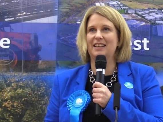 Katherine Fletcher during her victory speech at the December General Election in South Ribble.