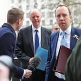 Health Secretary Matt Hancock (right) and Chief Medical Officer, Chris Whitty (left) arrive at the Cabinet Office, Whitehall, London, for a meeting of the Government's emergency committee Cobra to discuss coronavirus