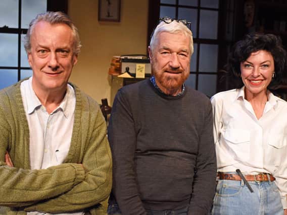 Actor Stephen Tompkinson with playwright Willy Russell and Jessica Johnson currently touring in Educating Rita