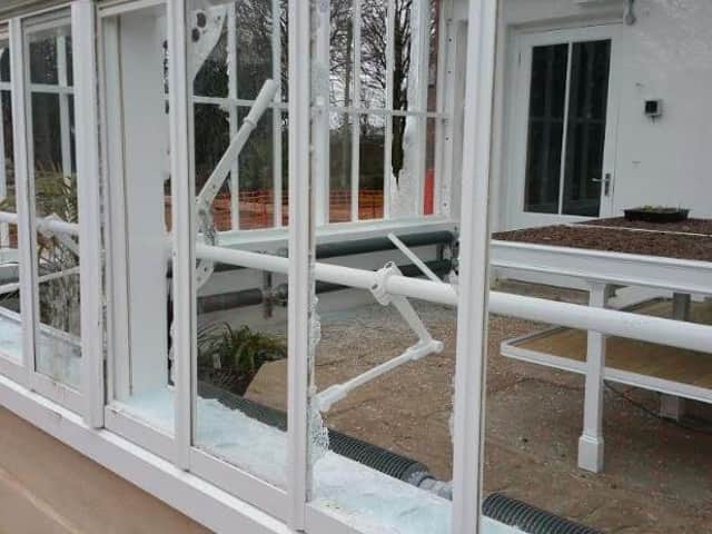 The damaged conservatory