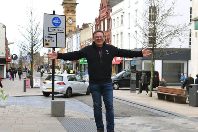 Paul Blackett celebrates his victory over a Christmas Day bus lane ticket.