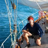 Matt Wootton on board the Nina in before it set sail across the Tasman Sea in 2013
