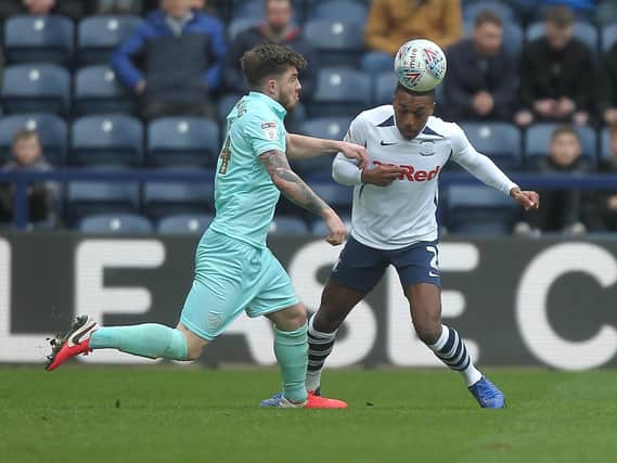 Darnell Fisher in action for PNE against QPR last weekend