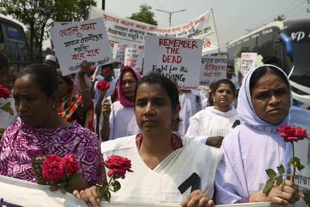 Protesters in Bangladesh following the Rana Plaza tragedy in 2013, which killed 1,135 people.