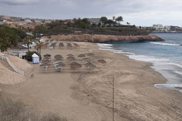 A deserted beach El Duque beach in Tenerife