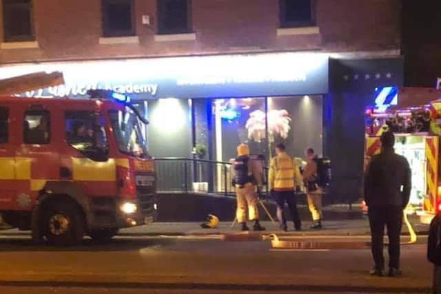 Firefighters at the scene of the fire at iLashed Academy in Blackpool Road, Preston last night (Sunday, March 15). Pic: Kyle Healy