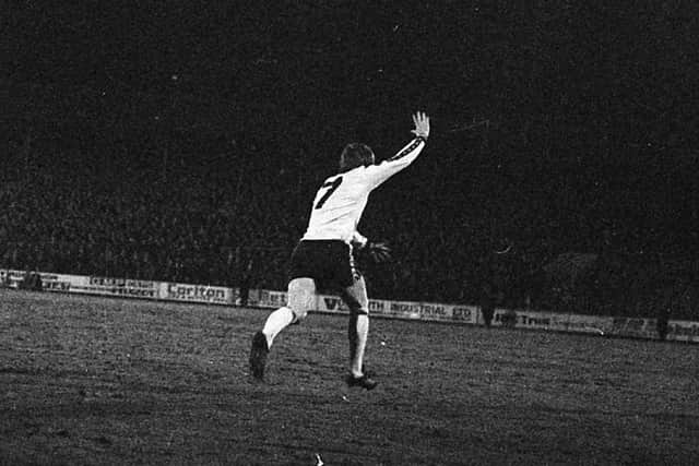 Alan Ball celebrates scoring Southampton's winner against PNE in February 1979