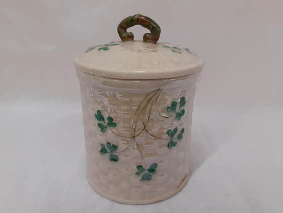 This trinket pot is a beautiful example of Belleek