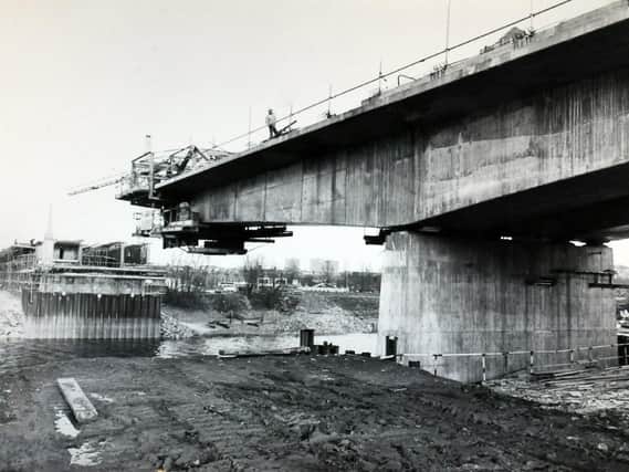 Penwortham bypass, pictured here being constructed, is causing delays for motorists