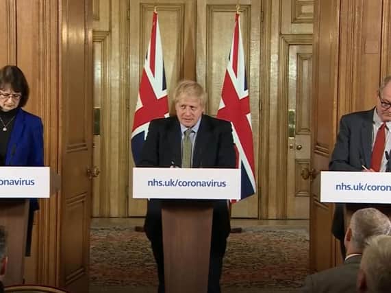 Boris Johnson gives a daily briefing on the Covid-19 pandemic on Wednesday, March 2020