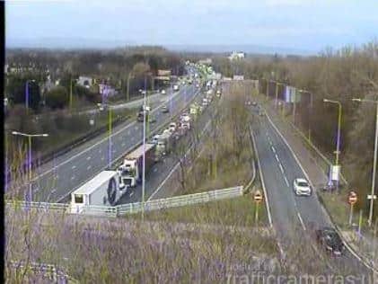 A collision on the M6 southbound has resulted in slow traffic. (Credit: Highways)