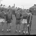 Alan Kelly with some of the Preston North End squad at the Lowthorpe Road training ground in December 1983