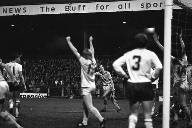 Preston North End celebrate scoring against Bolton in December 1983 - it was Gordon Lee's last game in charge