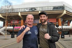 Prestons British boxing champion Scott Fitzgerald, right, with his dad Dave.