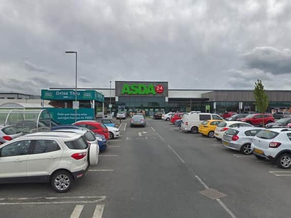 A man has been arrested near to Asda in Chorley after allegedly spraying bleach into a passerby's eyes in the town centre this morning . Pic: Google