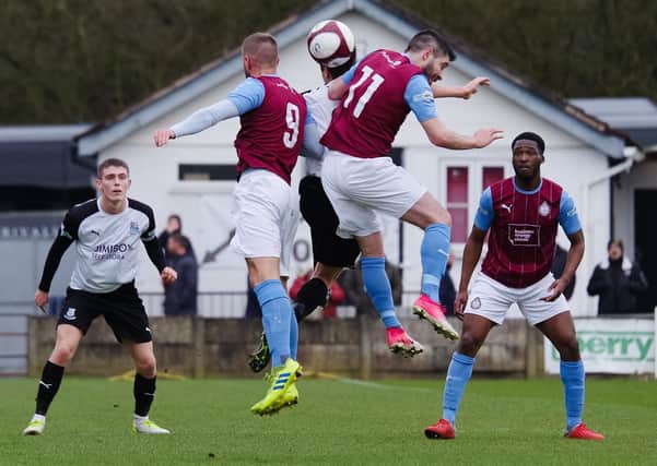 Bamber Bridge in action against NPL Premier Division leaders South Shields earlier this month at the Sir Tom Finney Stadium
