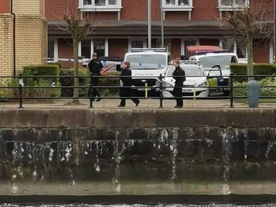 Police officers at Preston Docks this afternoon (Sunday, March 29). Pic: Christopher Bradley