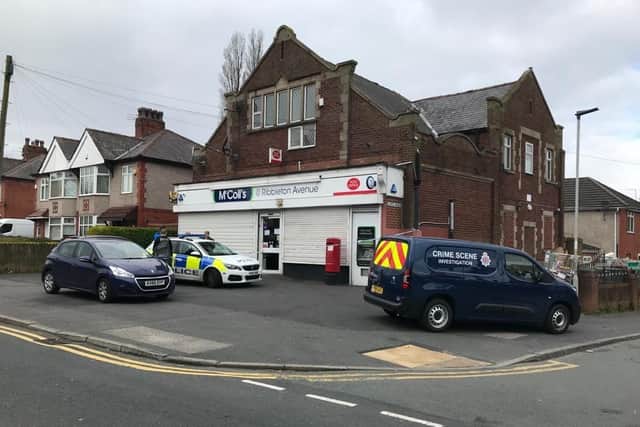 A crime scene investigation is underway after a break-in at McColl's shop in Ribbleton Avenue, Preston this morning (Monday, March 30)