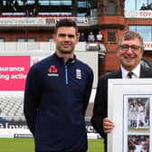 David Hodgkiss pictured with Lancashire's James Anderson (left) in 2017