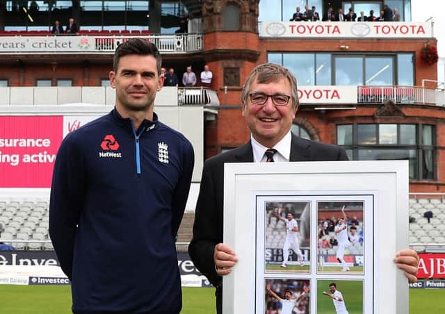 David Hodgkiss pictured with Lancashire's James Anderson (left) in 2017