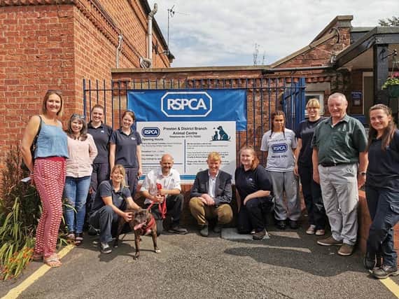 Jayne Lowry (third from right) with her RSPCA friends and colleagues at the Preston & District Branch in Longridge Road. Pic: RSPCA