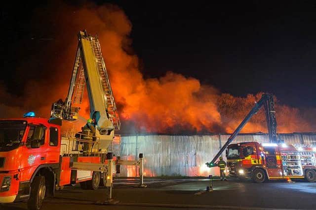Firefighters from Lancashire and Greater Manchestertackleda large scale fireat a commercial premises in Adlington. (Credit: Lancashire Fire and Rescue Service)