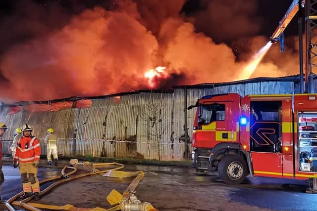 Around 50 firefighters and 8 engines, including an aerial ladder platform, battled the blaze at Pincroft factory in Adlington on Wedneday, April 1