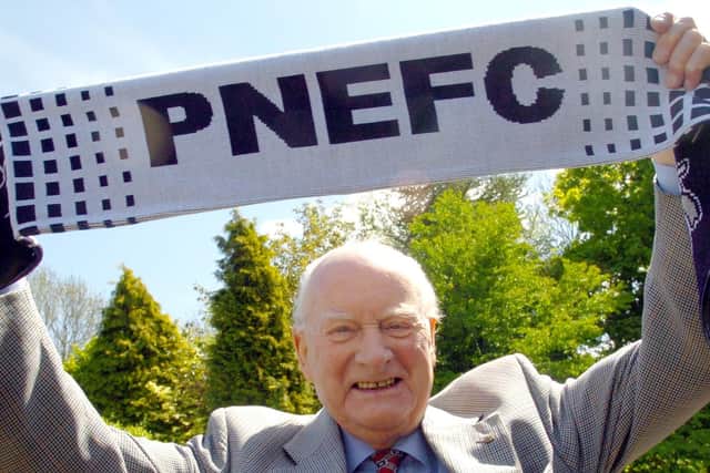 Sir Tom Finney pictured in 2005, supporting his beloved Preston North End