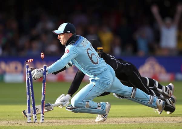 Jos Buttler takes the bails off to win the World Cup for England