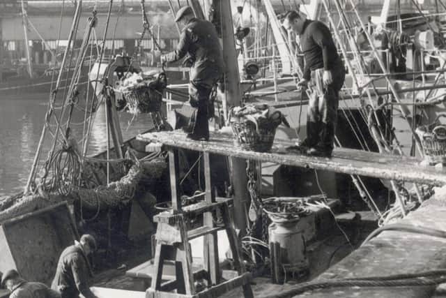 Easter was traditionally a busy time for Lancashires fishing industry. On the first day of the Holy Week Fleetwoods armada of trawlers would land bumper harvests for dinner tables across Lancashire and beyond as this early 1960s
