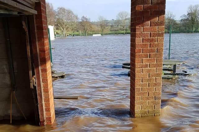 Flooding at the sports pavilion in Garstang in February