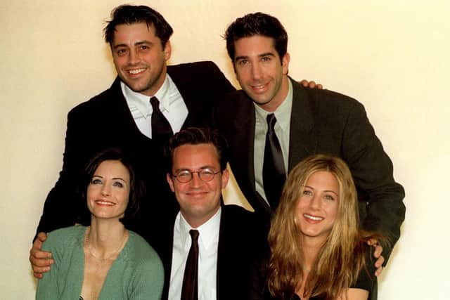 Friends (from left to right) Matt Le Blanc, David Schwimmer, Courteney Cox, Matthew Perry and Jennifer Aniston