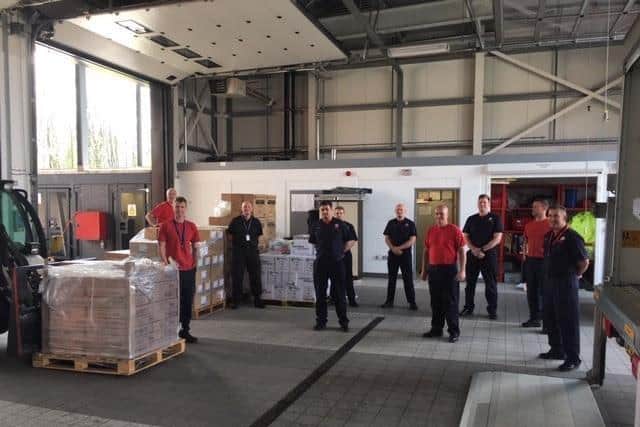 A substantial supply of equipment including aprons, gloves, masks and eye protection has arrived in Lancashire. (Credit: Lancashire Fire and Rescue Service)