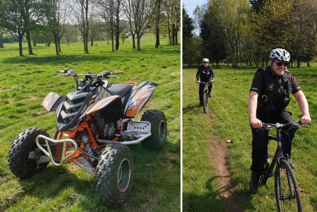 Police have seized a quad bike and a scrambler bike after ramping up patrols in Fishwick Golf Course. Pic: Lancashire Police