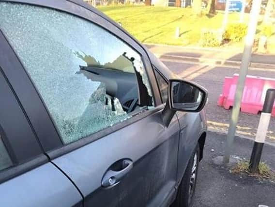 One of the vandalised cars which belongs to a mental health support worker at Royal Preston Hospital