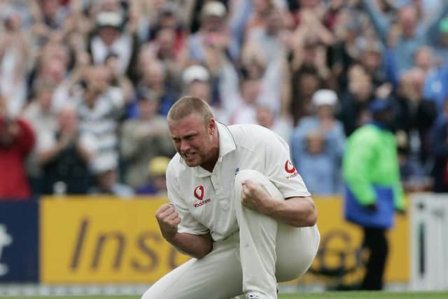 Andrew Flintoff, pictured in 2005 during England's remarkable Ashes victory over Australia, says he belives the Earth is shaped like a turnip
