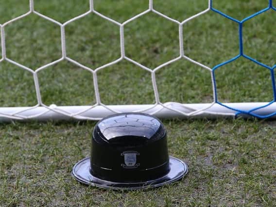 A bowler hat placed behind the nets when Preston played at Bolton on Gentry Day