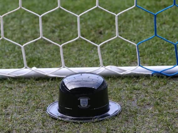 A bowler hat placed behind the nets when Preston played at Bolton on Gentry Day