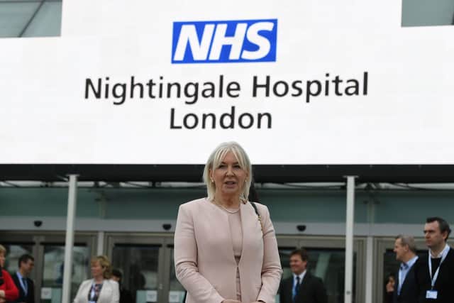 Health minister Nadine Dorries attends the opening of the NHS Nightingale Hospital at the ExCel centre on April 3, 2020 in London