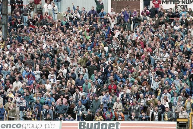 Preston supporters at Bloomfield Park in October 1992