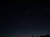 The Starlink satellite train in the skies above Lancashire last night. Pic: Simon King
