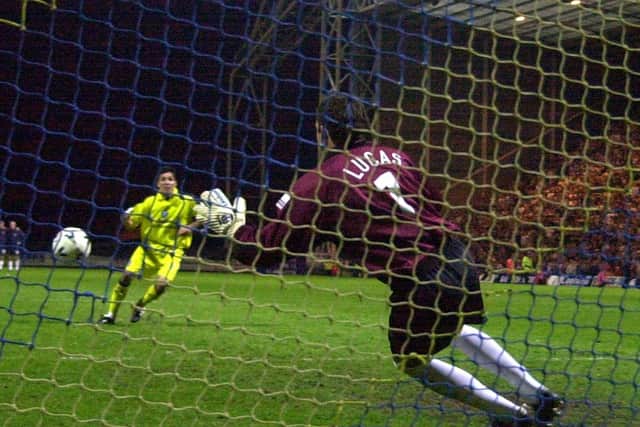 PNE goalkeeper David Lucas saves a Birmingham penalty in the shoot-out at Deepdale