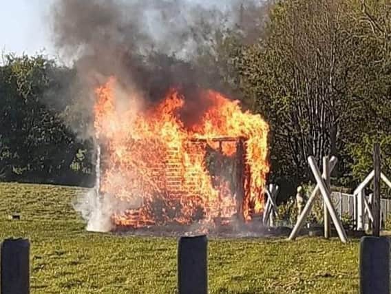 Arsonists set light to the outdoor classroom on Monday evening.