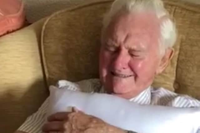 Touching moment D-Day veteran Ken Benbow receives his kind gift from carer Kia Mariah Tobin