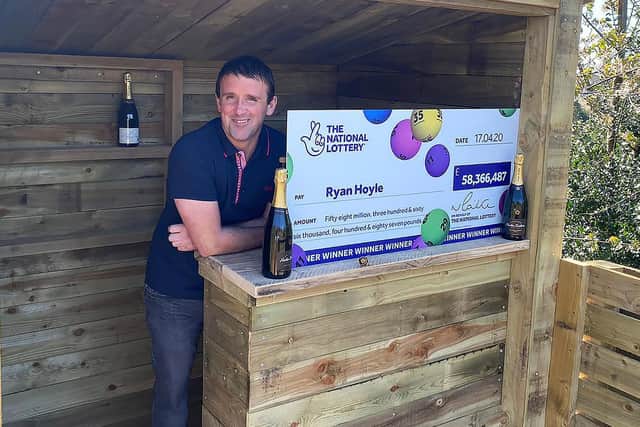 Ryan Hoyle, 38, whose National Lottery win of 58,366,487 win means he is in 20th place on the National Lottery millionaires' rich list