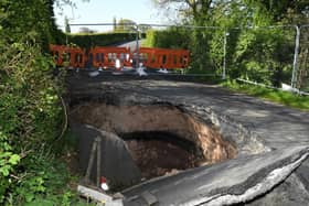The sinkhole in Bells Lane, Hoghton was first reported in February when the road suddenly collapsed after weeks of heavy rainfall