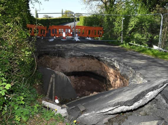 The sinkhole in Bells Lane, Hoghton was first reported in February when the road suddenly collapsed after weeks of heavy rainfall